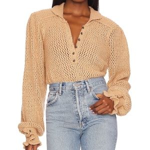 NWT Free People Care Snowdrift Pullover Sweater in Camel Heather size S